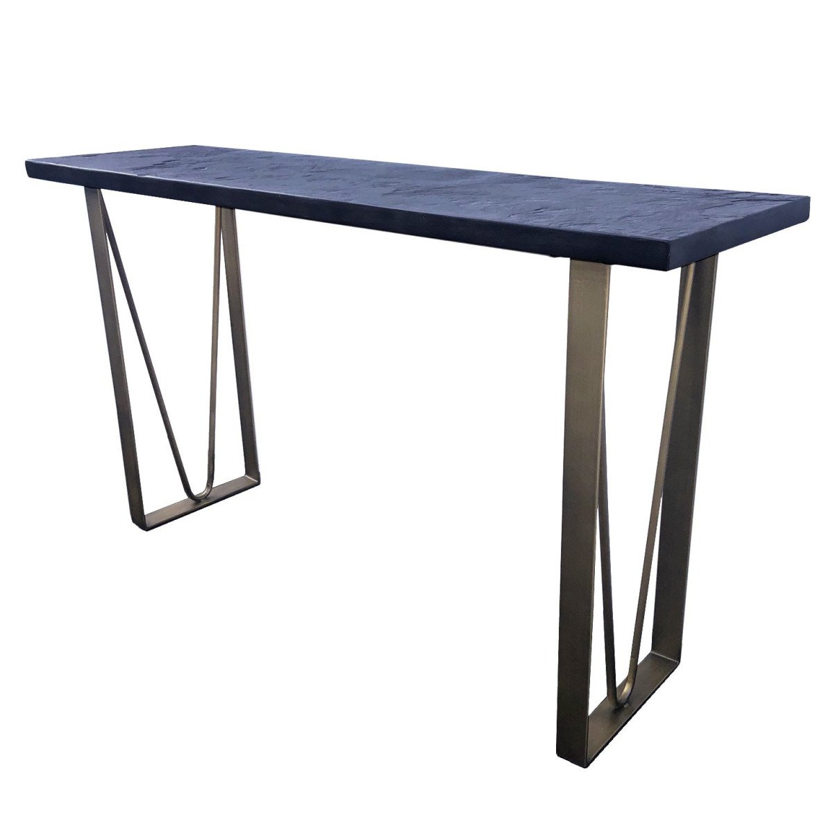 Console effet ardoise avec structure en métal - ARDOISE noir, MATHI DESIGN