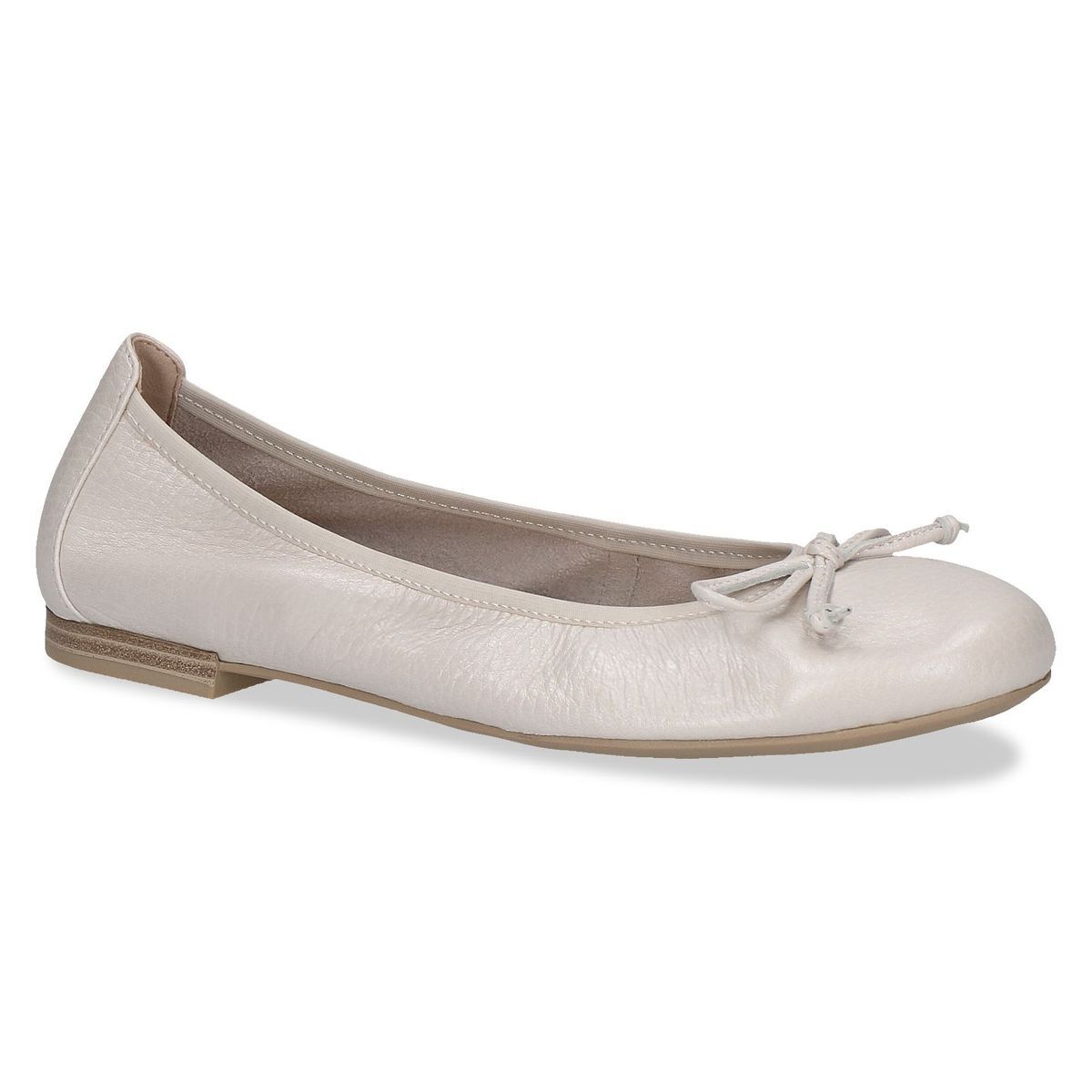 Ballerine en cuir blanc champagne satin, CAPRICE