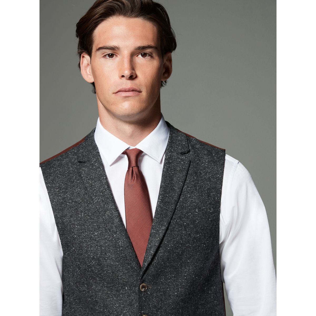 Gilet de costume standard en laine mélangée gris anthracite, NEXT