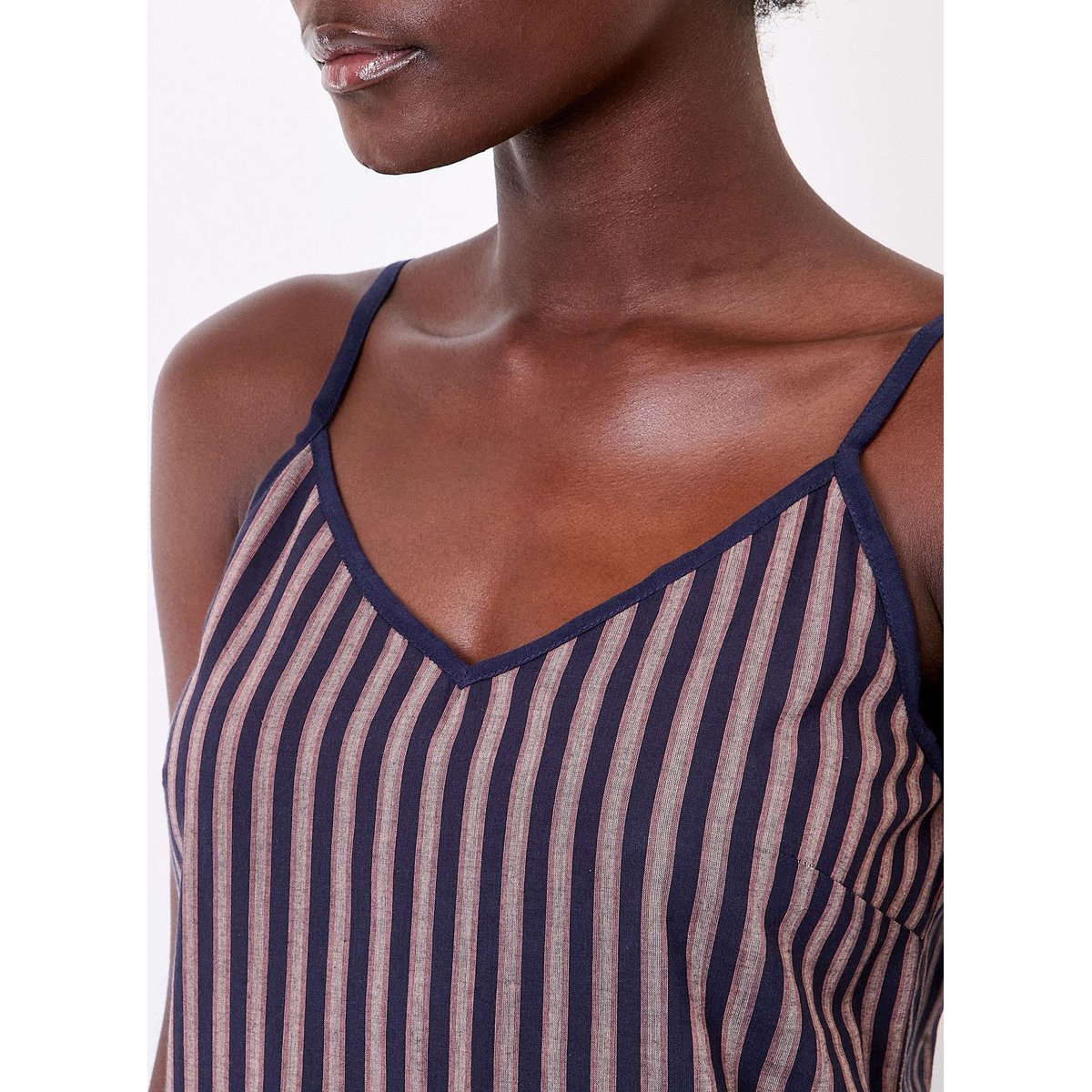 Robe voile de coton bio fines bretelles IONA bleu navy, LA FIANCÉE