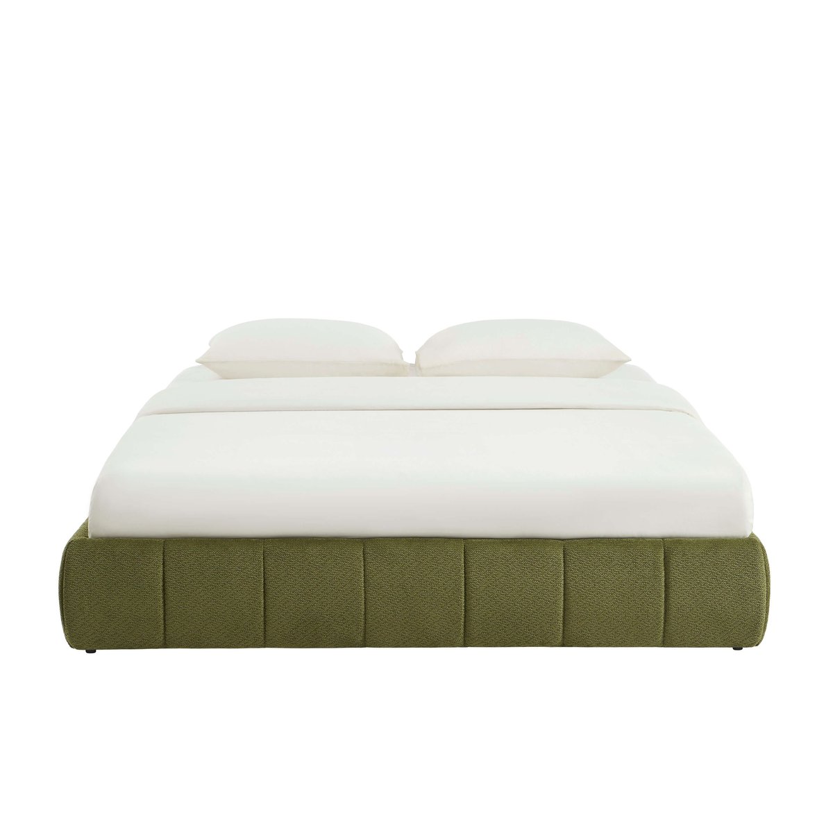 Lit coffre tissu chenille et sommier LAVINIA vert, BAÏTA