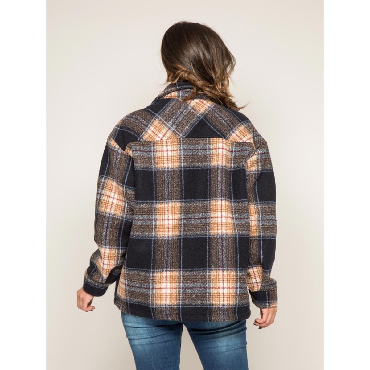 Manteau Court Carreaux Urani bleu marine, DONA LISA