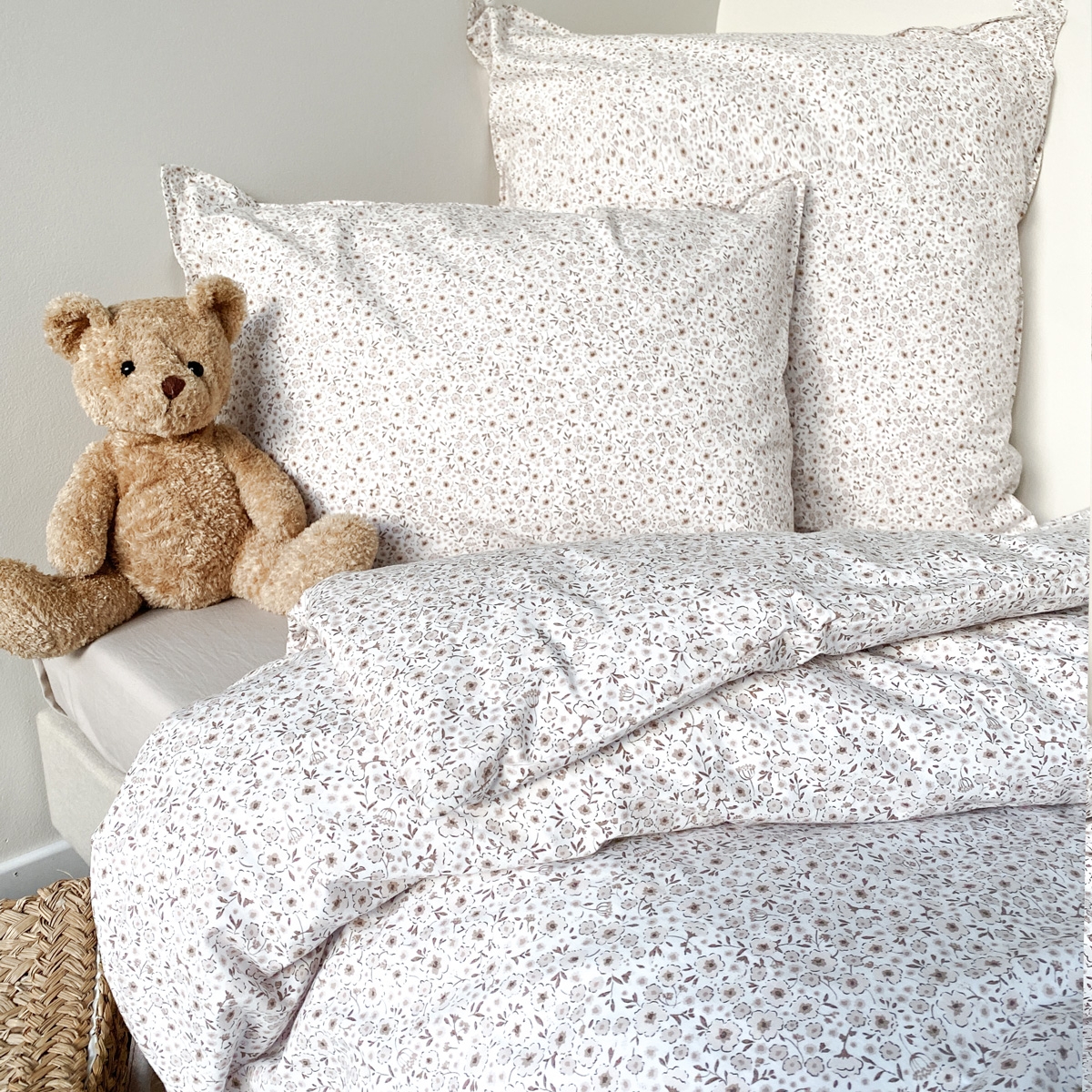 Parure de couette 1 personne coton bio LILLY beige, LITTLE CREVETTE