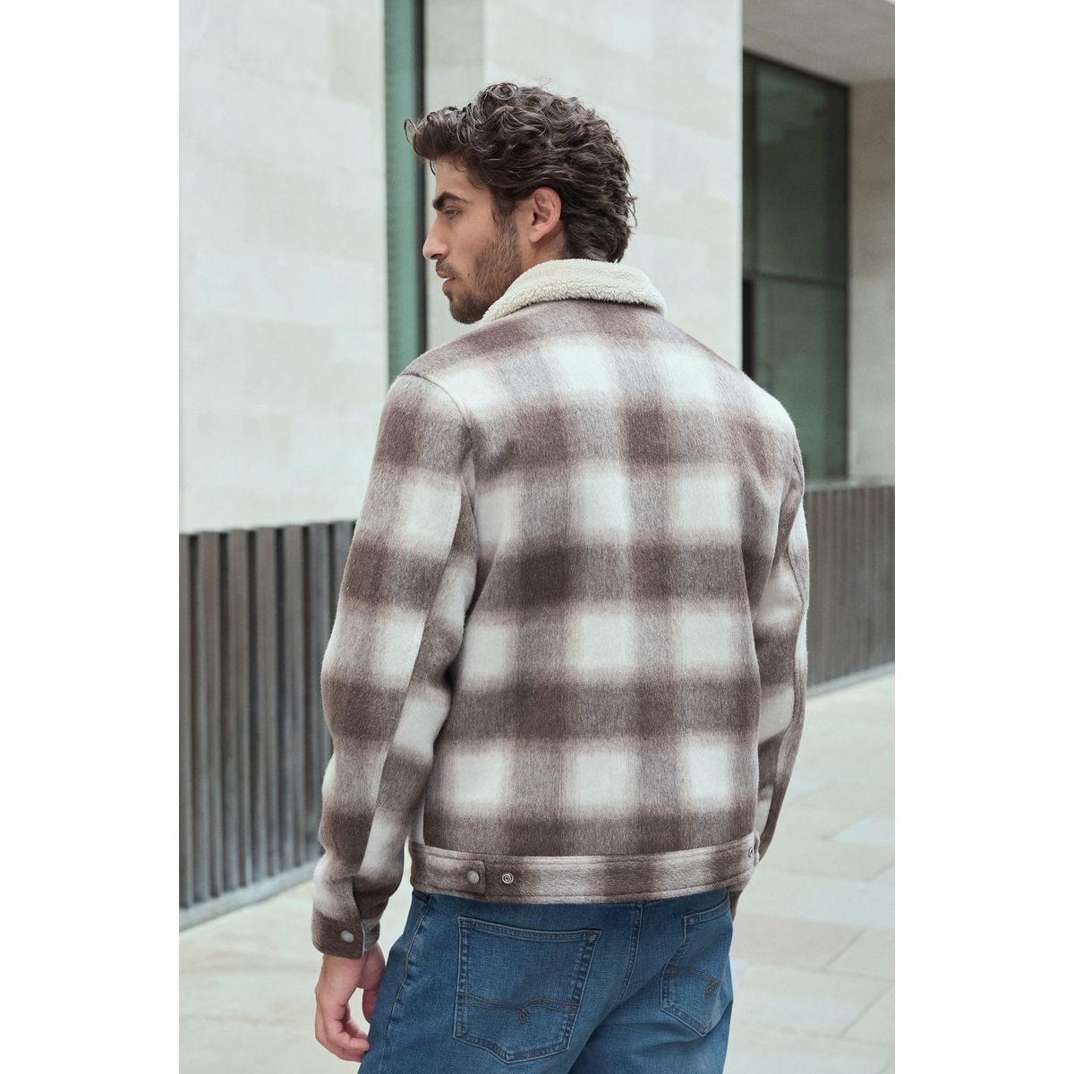 Veste aux carreaux camionneur naturel, NEXT