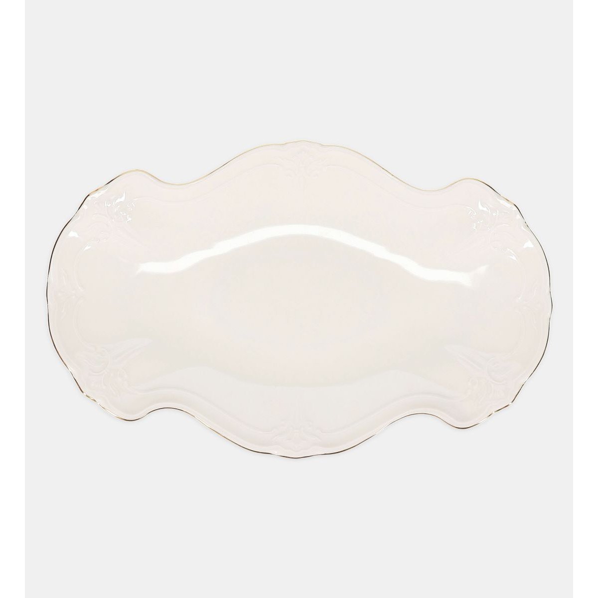 Plat à servir avec bord doré blanc et doré, BONBISTRO
