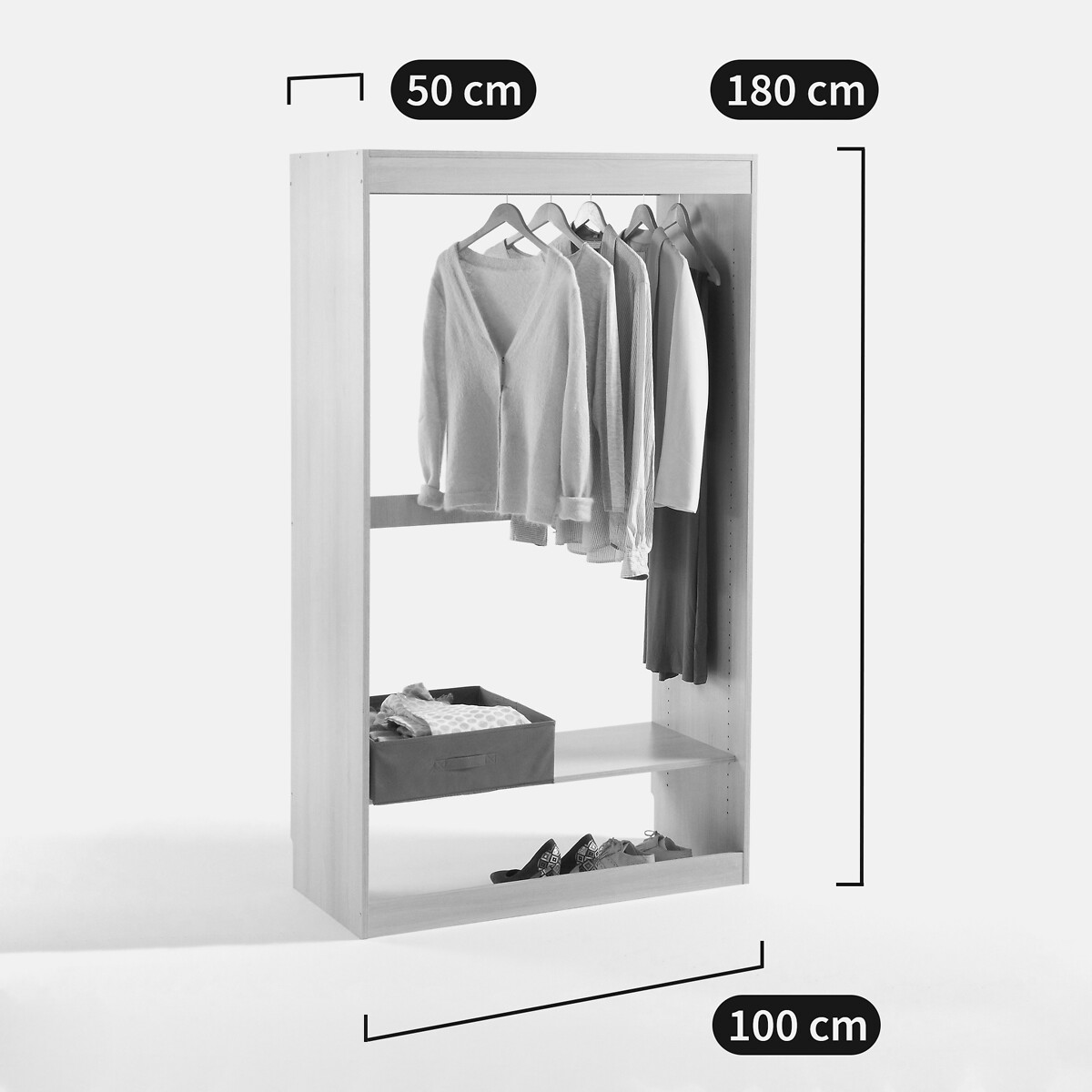 Module dressing, penderie + 1 tablette, Build blanc, LA REDOUTE INTERIEURS