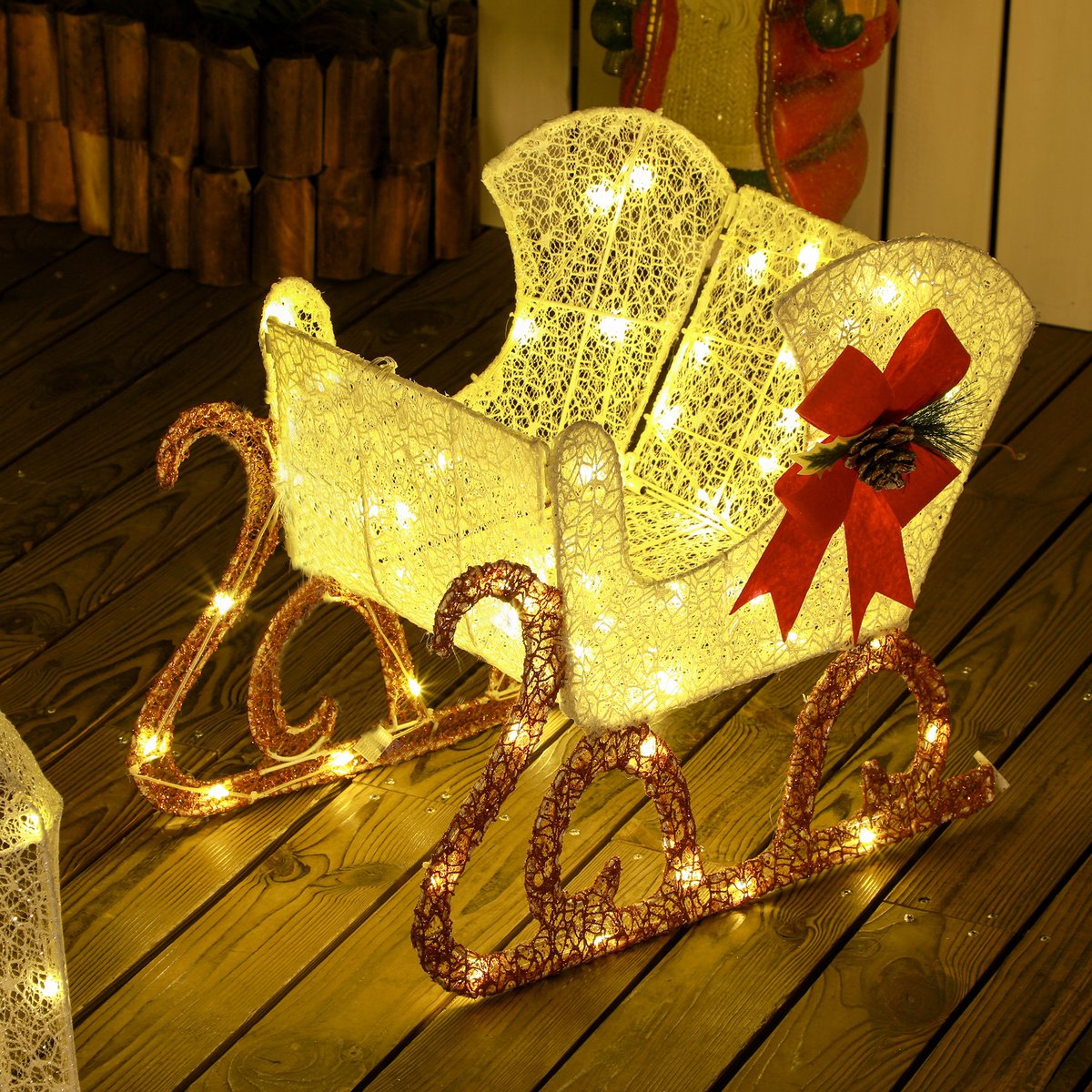 Décoration de Noël lumineuse PP Blanc blanc, OUTSUNNY