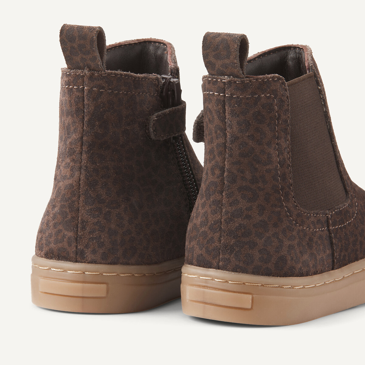 Bottines chelsea en cuir imprimé léopard léopard, LA REDOUTE COLLECTIONS