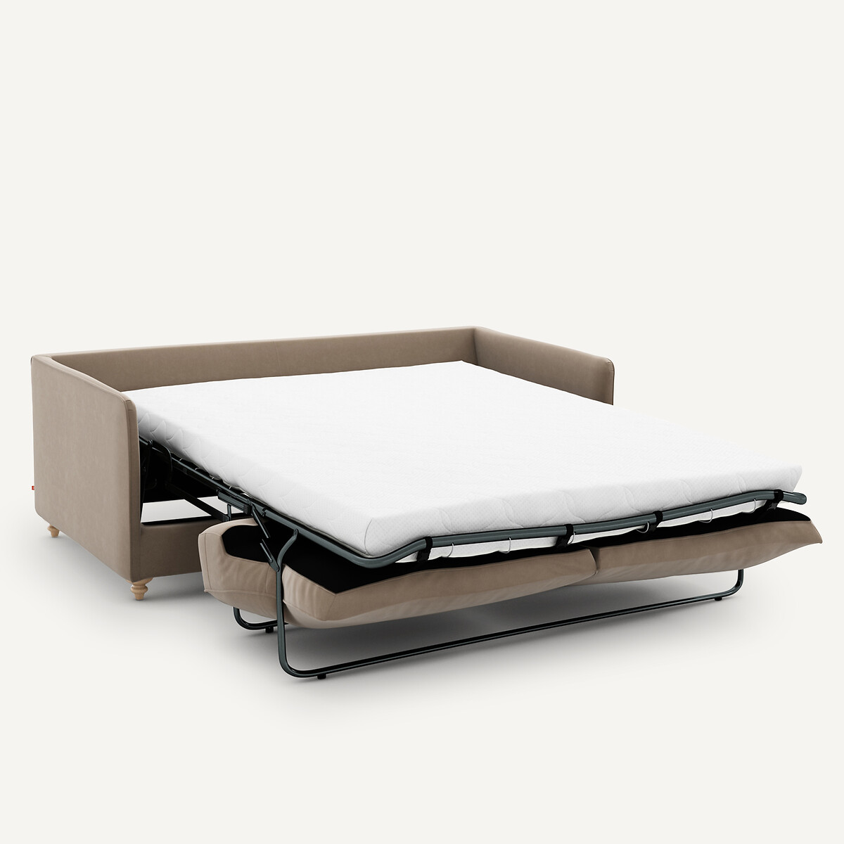 Canapé compact convertible velours, Lazare beige cendré, AM.PM