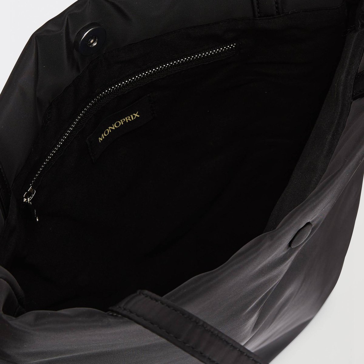 Tote bag uni noir, MONOPRIX