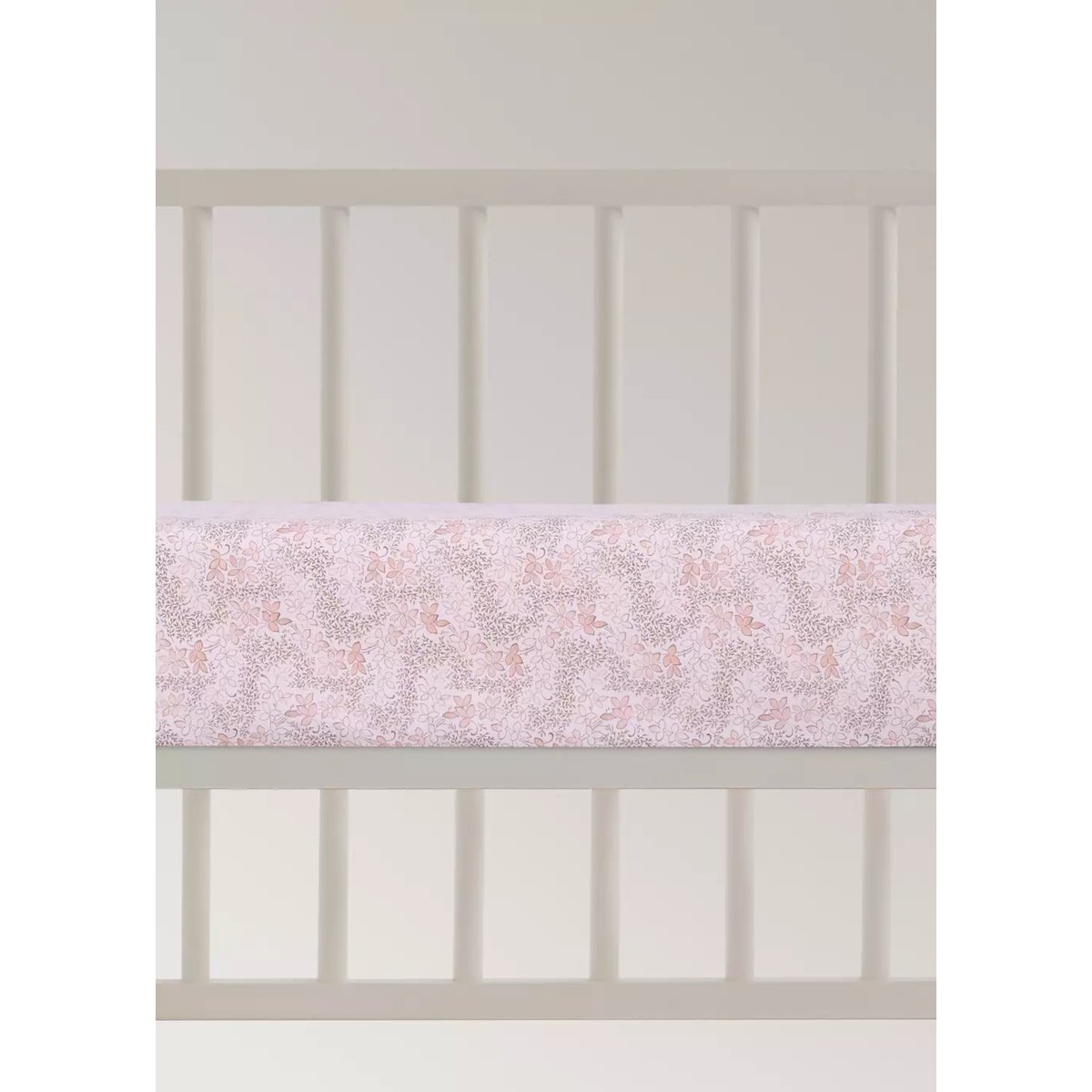 Drap-housse berceau 100 % coton floral nude, MANGO HOME