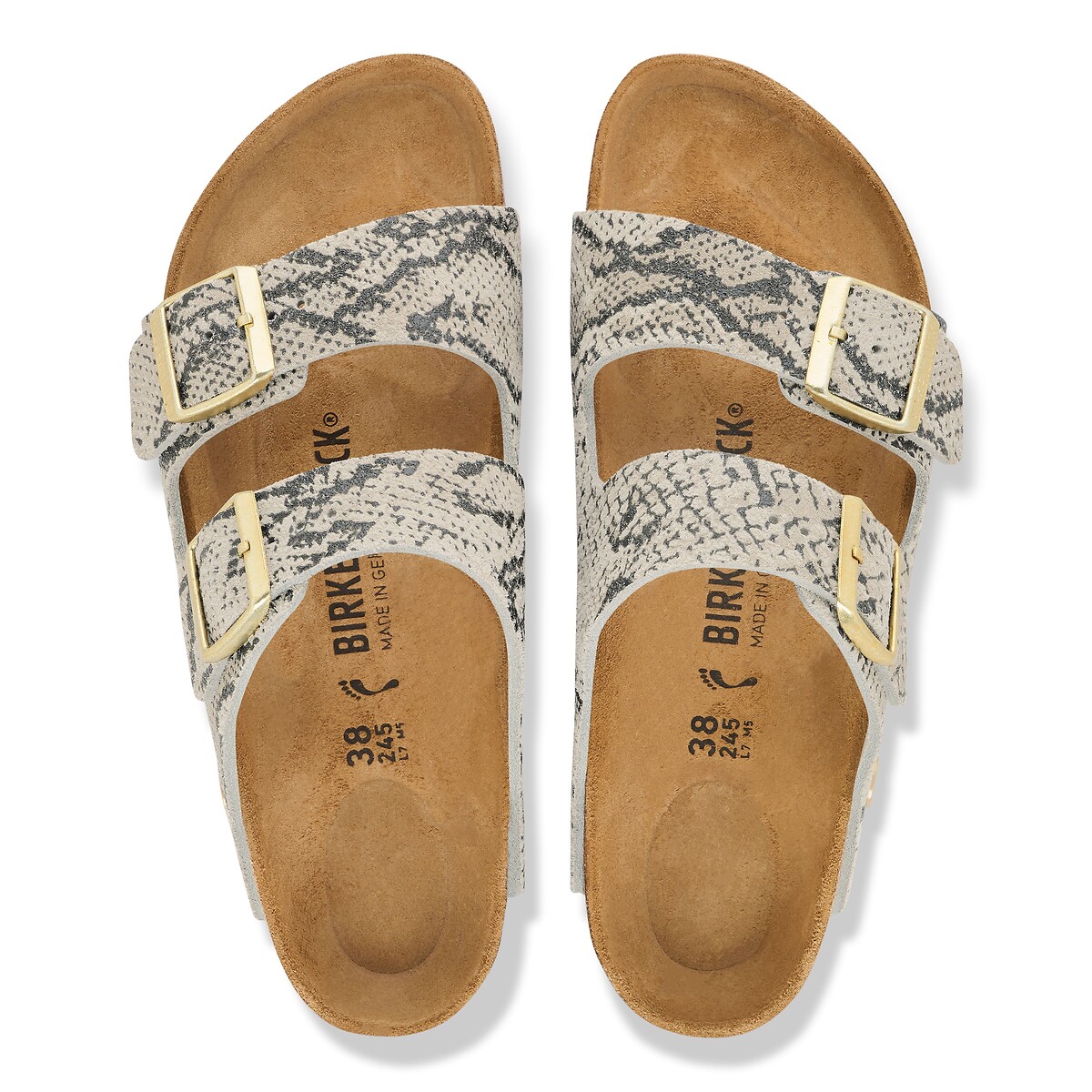 Mules de ante con doble correa Arizona Rivet gris, BIRKENSTOCK