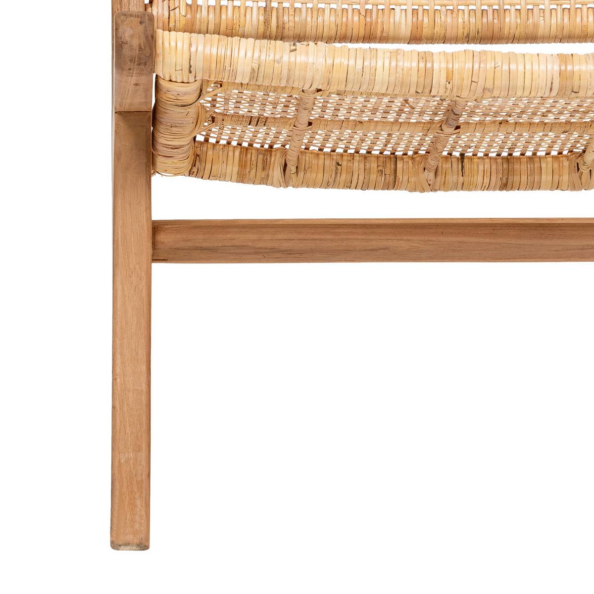 Fauteuil en teck et rotin tressé TIMOR beige lin, ATMOSPHERA
