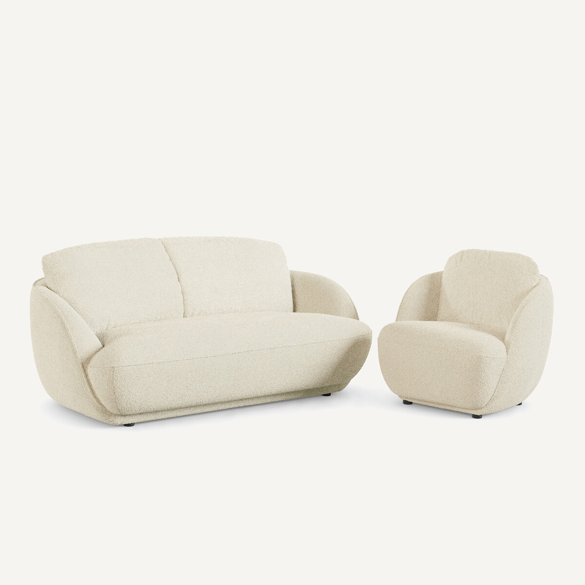 Fauteuil boule, en tissu bouclette, ALPINE ecru, AM.PM