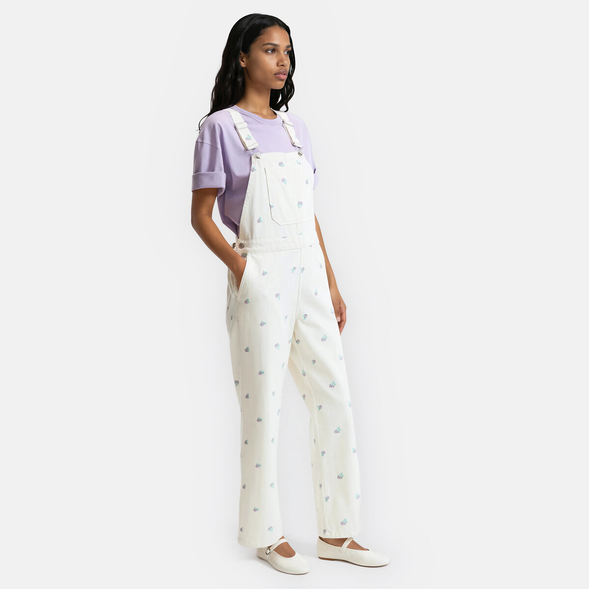 Salopette brodée fleurs, pur coton ivoire brodé, LA REDOUTE COLLECTIONS