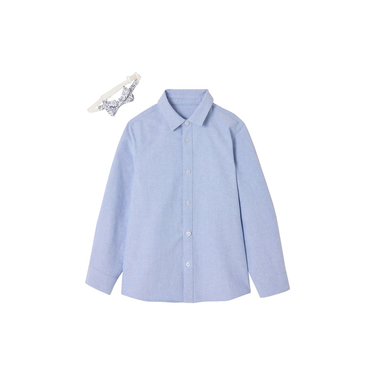 Chemise manches longues noeud papillon bleu ciel, VERTBAUDET