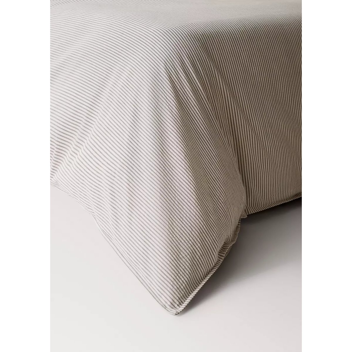 Housse de couette coton seersucker à rayures fines lit 135/140 cm café, MANGO HOME