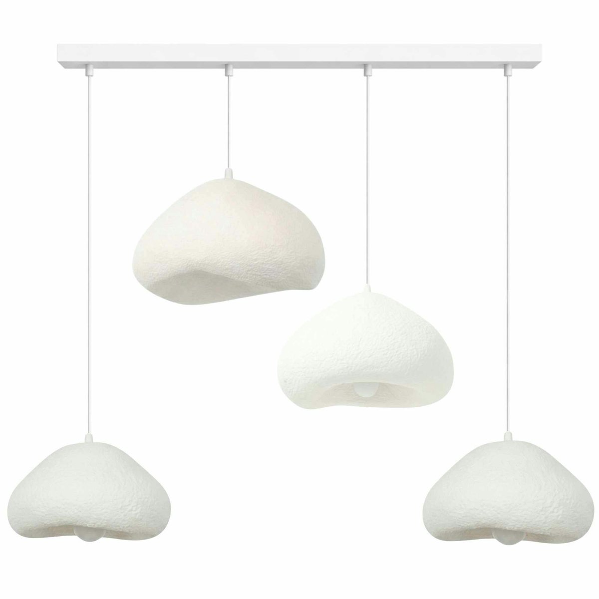Suspension de table 4 lampes en ligne NOXIS blanc, PIER IMPORT