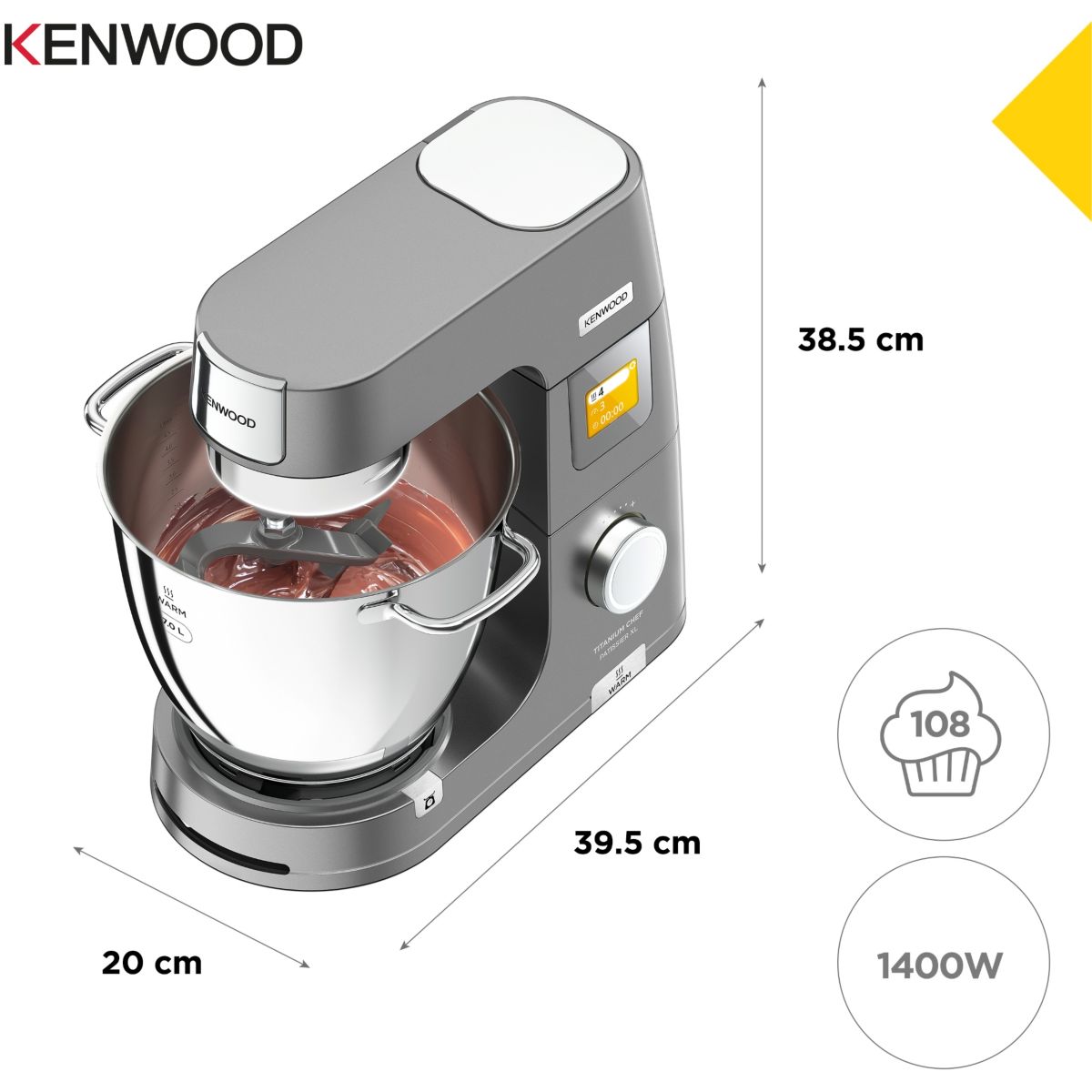 Robot pâtissier KWL90.009SI Titanium Chef Patissier XL gris, KENWOOD