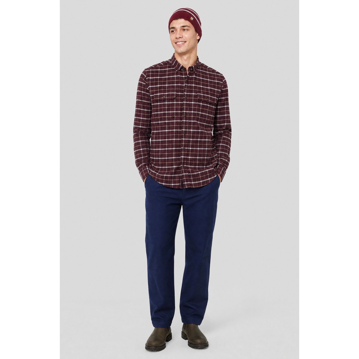 Chemise à carreaux ERTEAM cabernet, BERMUDES