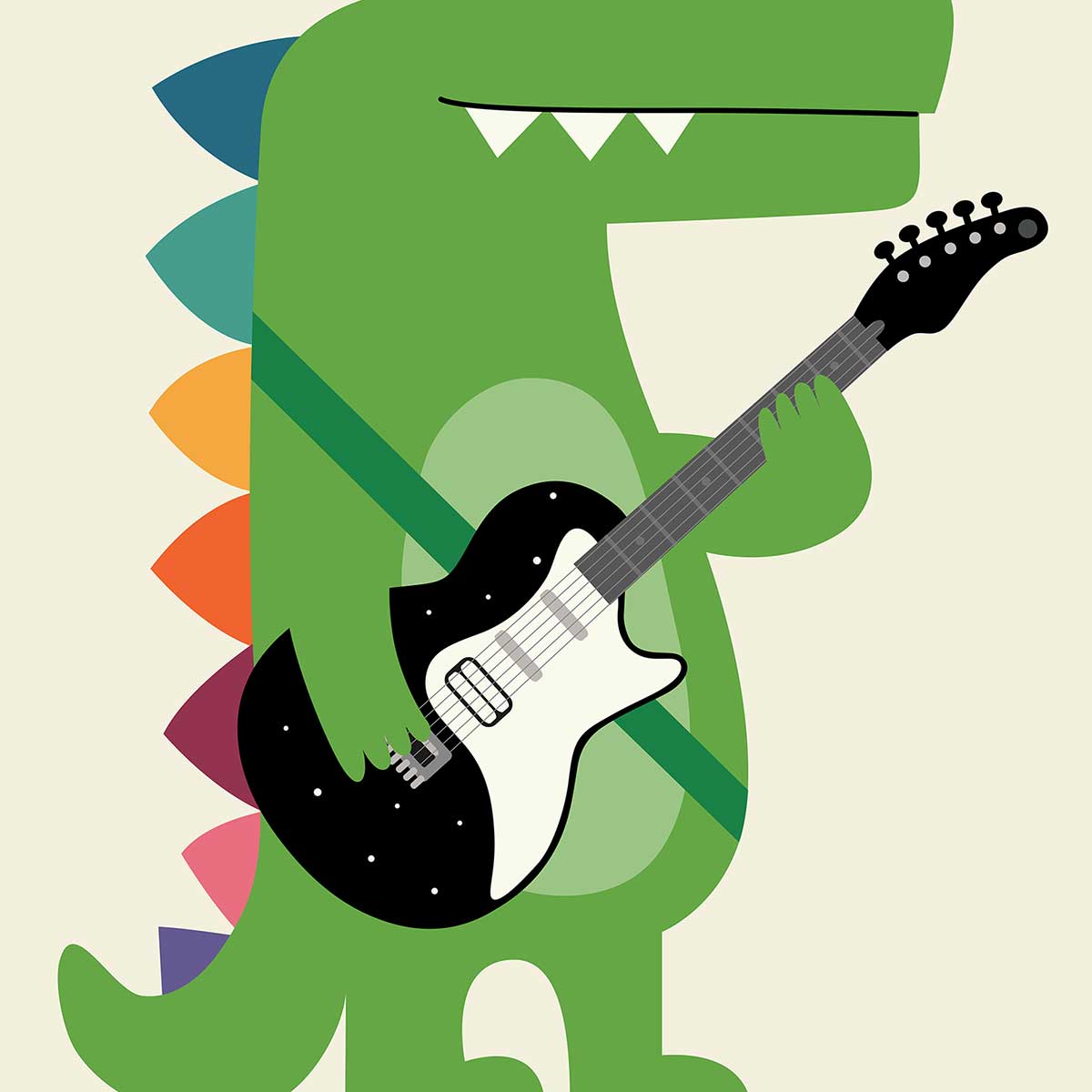 Affiche enfant rock croco affiche + cadre en bois - noir, HEXOA