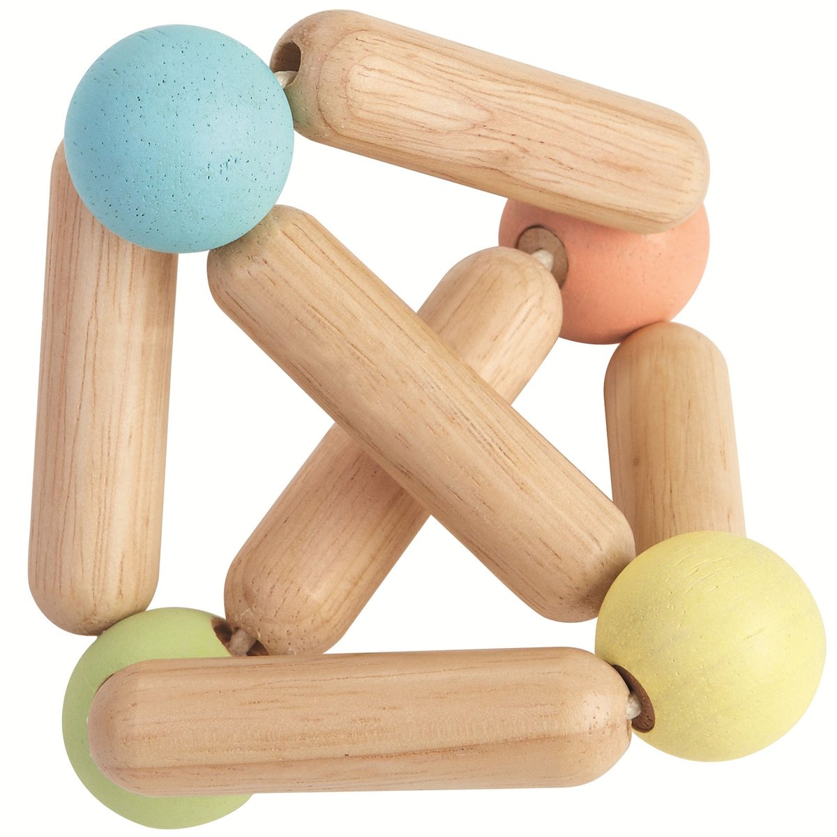 Hochet en bois triangle pastel beige, PLAN TOYS