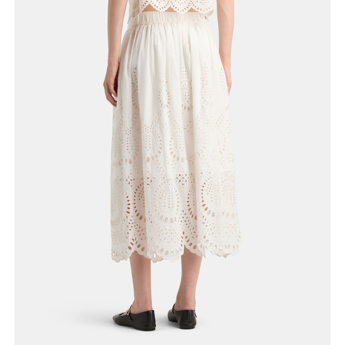 Jupe longue floreal schif broderies coton blanc, GALERIES LAFAYETTE