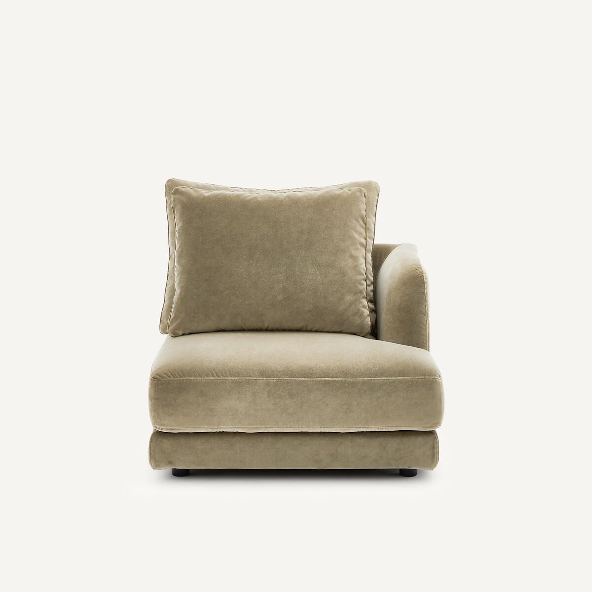 Demi-canapé droit, modulable en velours de lin, TIBERIO tilleul, AM.PM