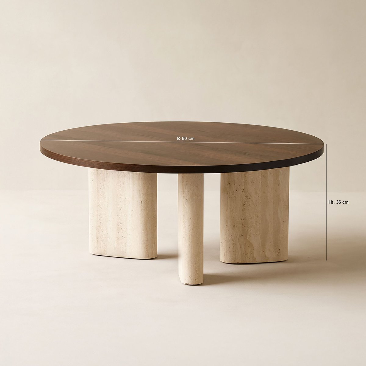 Table basse ronde effet travertin, AMBER naturel, NOW'S HOME