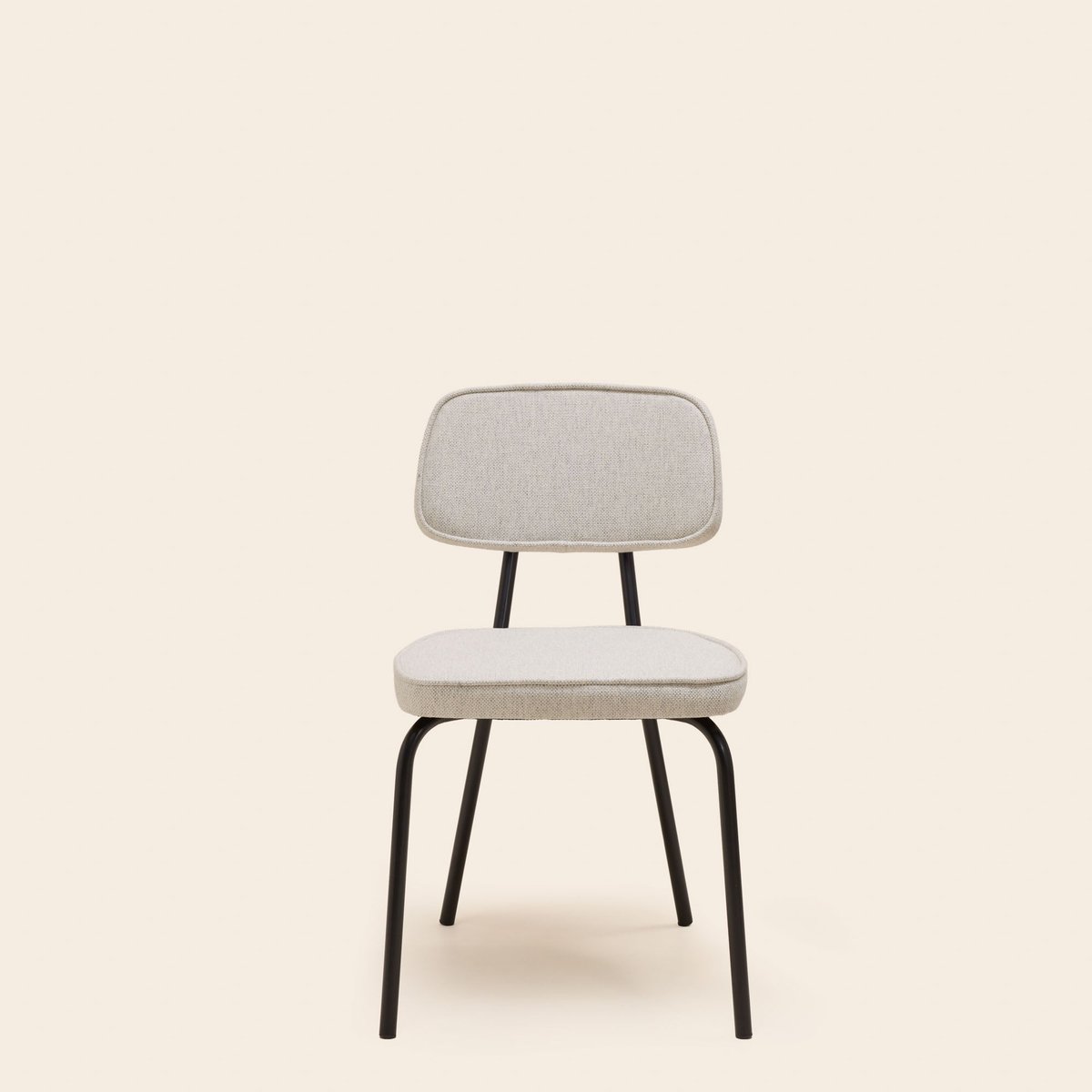 Chaise en Velours uni Dalila et passepoil noir YSABEAU cosmic écru grisé chiné, MADURA