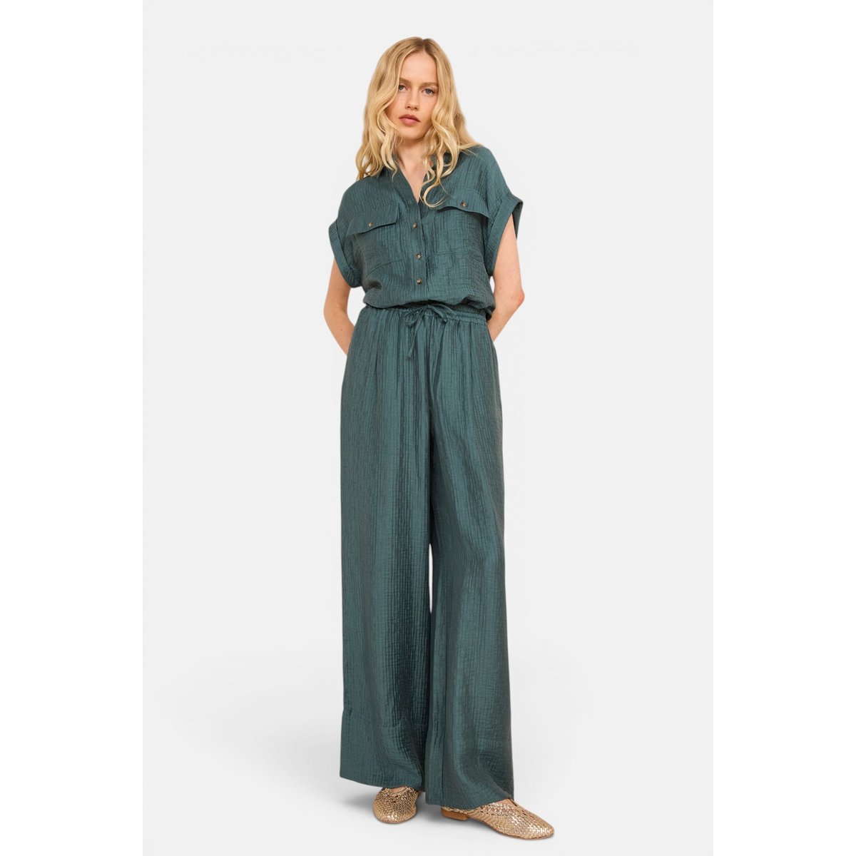 Pantalon fluide et large PRINCE petrole, Maison 123