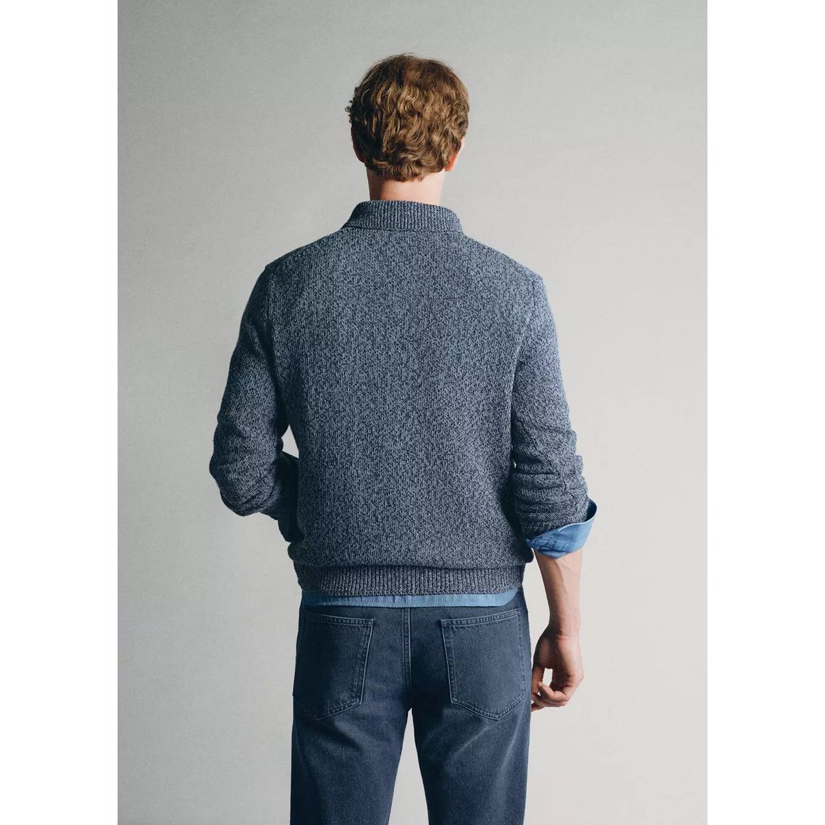 Polo en jersey 100 % filé Pinori Filati bleu indigo, MANGO MAN