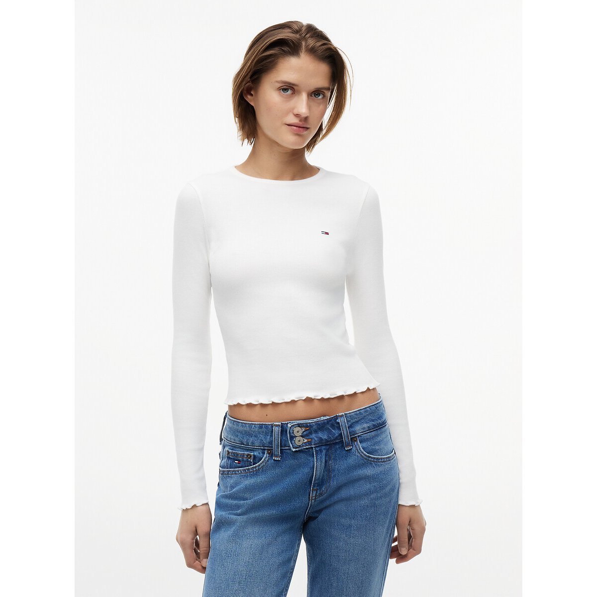 Long Sleeve T-Shirt ecru , TOMMY JEANS