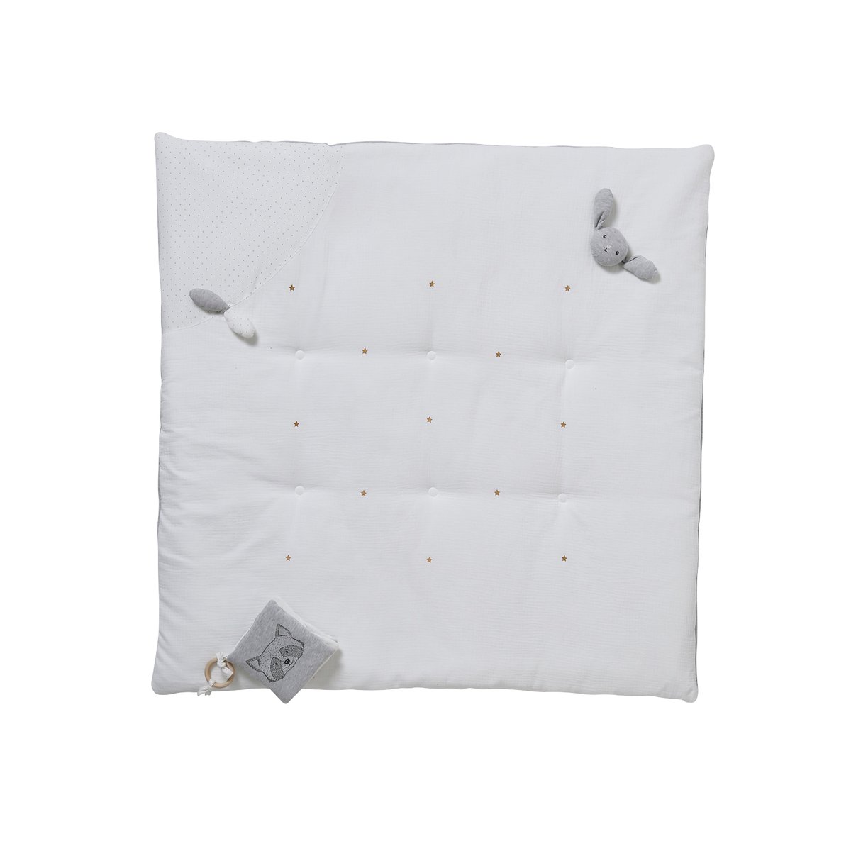 Tapis d'éveil en gaze de coton bio* MINI COMPAGNIE gris, VERTBAUDET