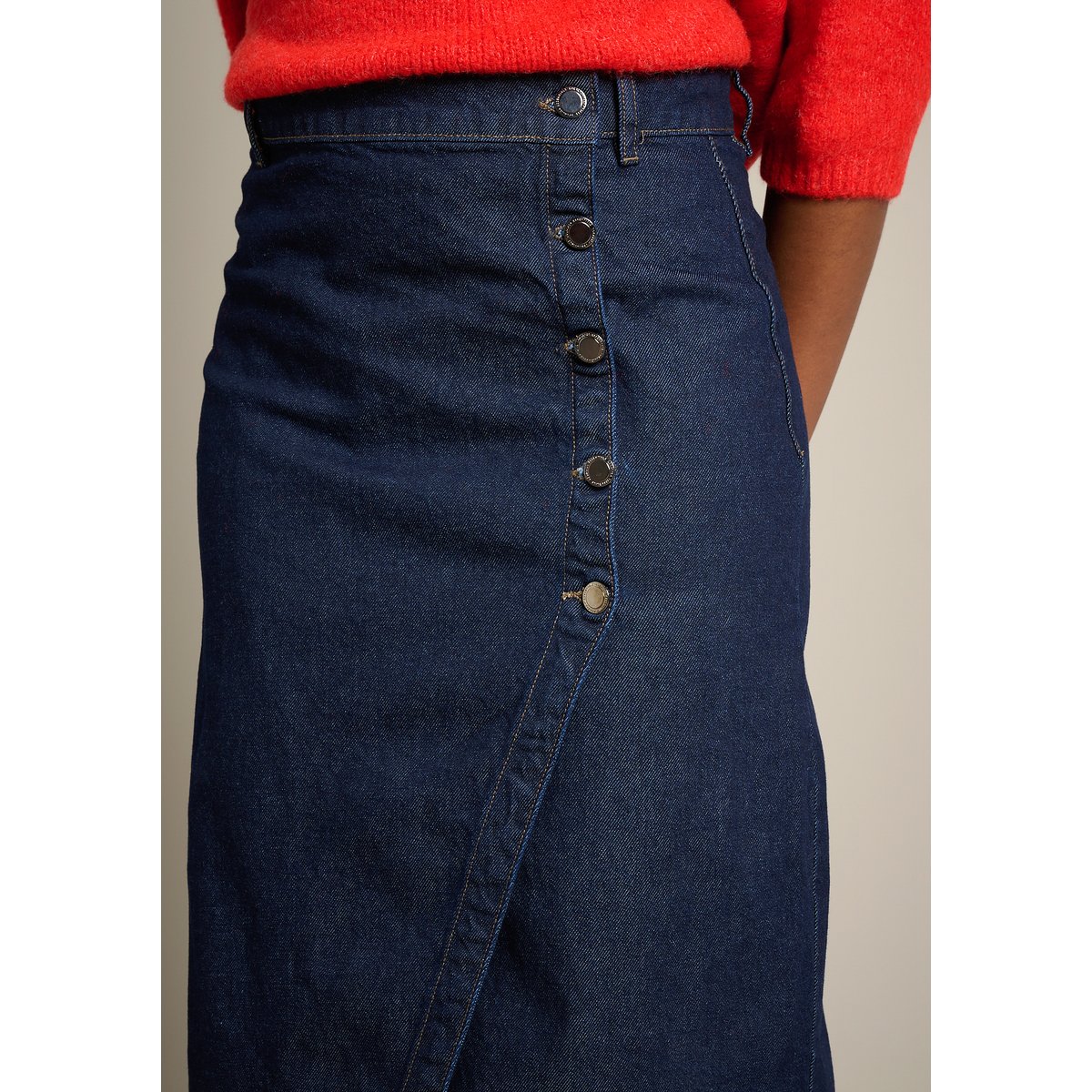Jupe crayon en jean dark blue, LOLALIZA