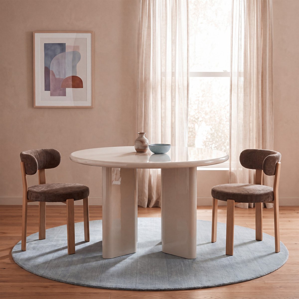 Table à manger ronde 4 personnes en bois - PYRANTH bordeaux, DRAWER
