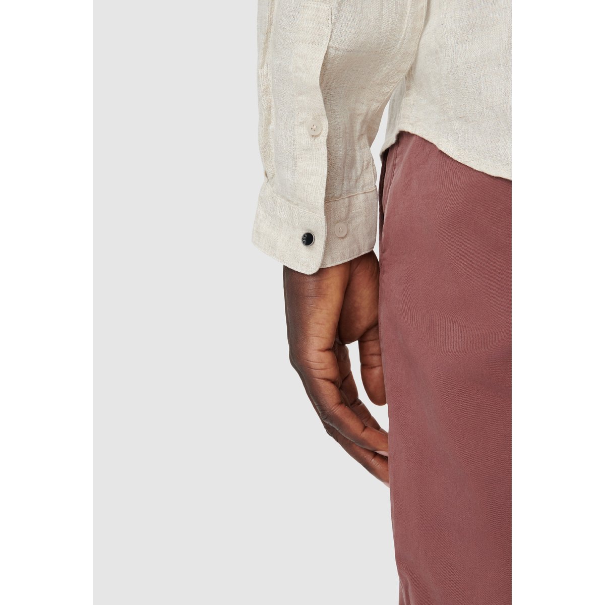 Chemise SLIM en lin beige, IKKS