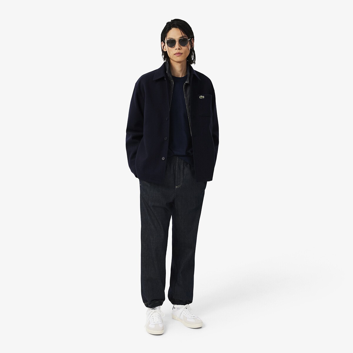 Camicia spessa in flanella blu marino, LACOSTE