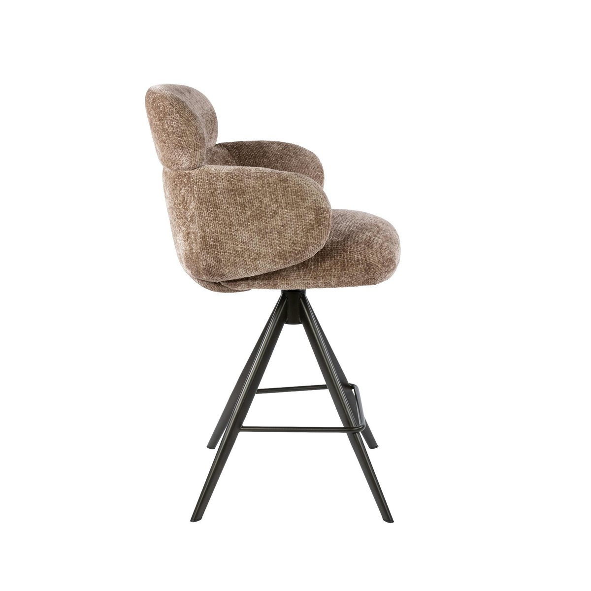 Lot de 2 tabourets de bar pivotants design arrondi CREEK taupe, PIER IMPORT