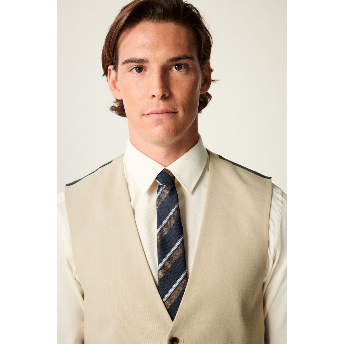Gilet de costume en flanelle naturel, NEXT