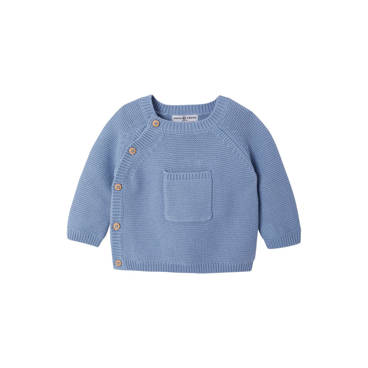 Ensemble naissance en tricot bleu glacier, ENVIE DE FRAISE