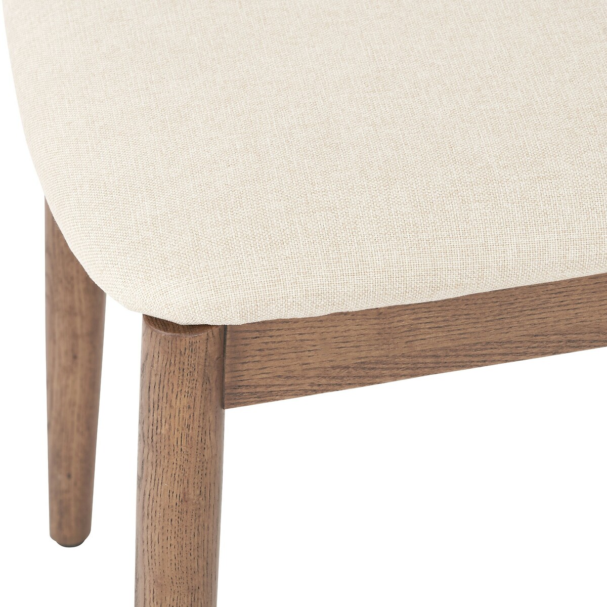 Elion Mid-Century Linen & Ash Wood Curved Back Dining Chair dark wood, ÉDITÉ