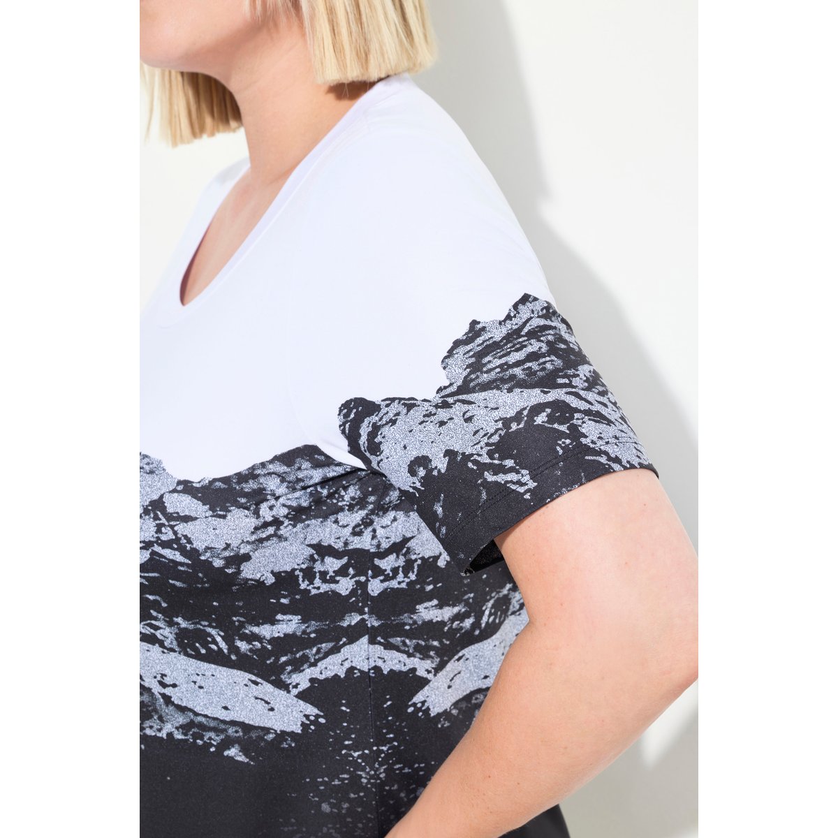 T-shirt technique à col rond et blanc neige, ULLA POPKEN