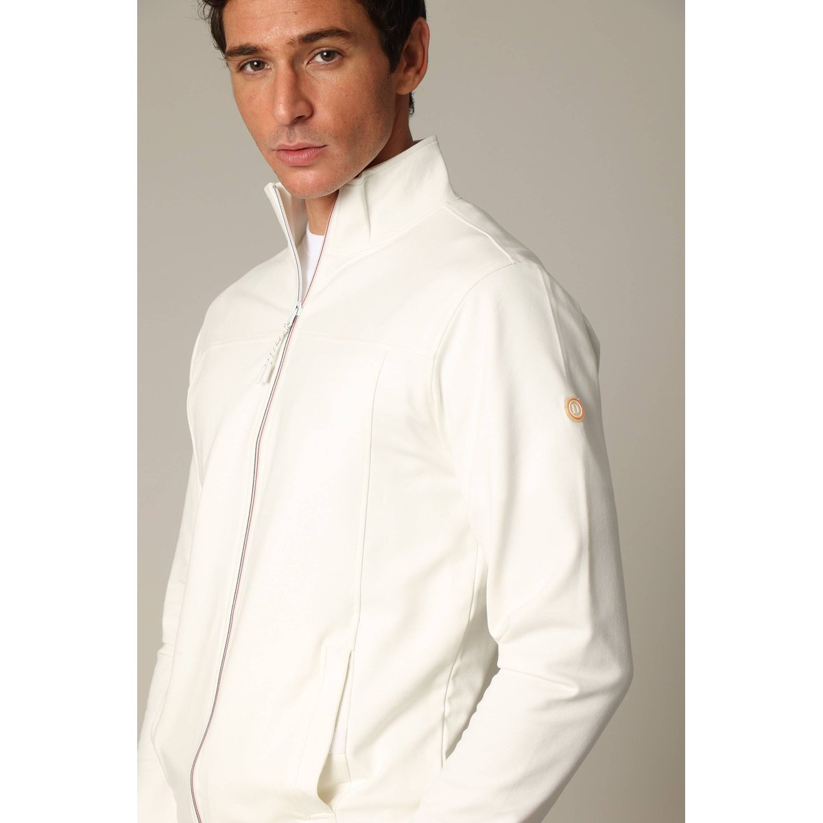 Sweat homme coupe classique avec col montant zippé POWER natural, DEELUXE