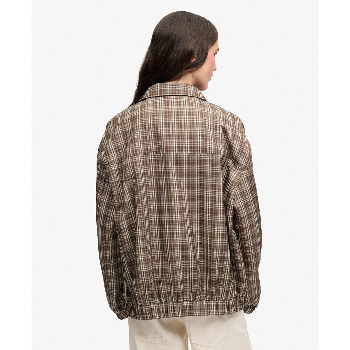 Veste Bomber à Carreaux Coupe Oversize carreaux brun marron, SUPERDRY