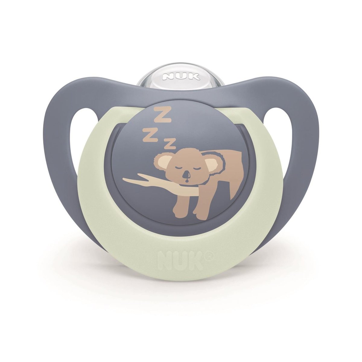 Lot de 2 sucettes nuit phosphorescentes First Choice 6-18 mois hippo-koala, NUK