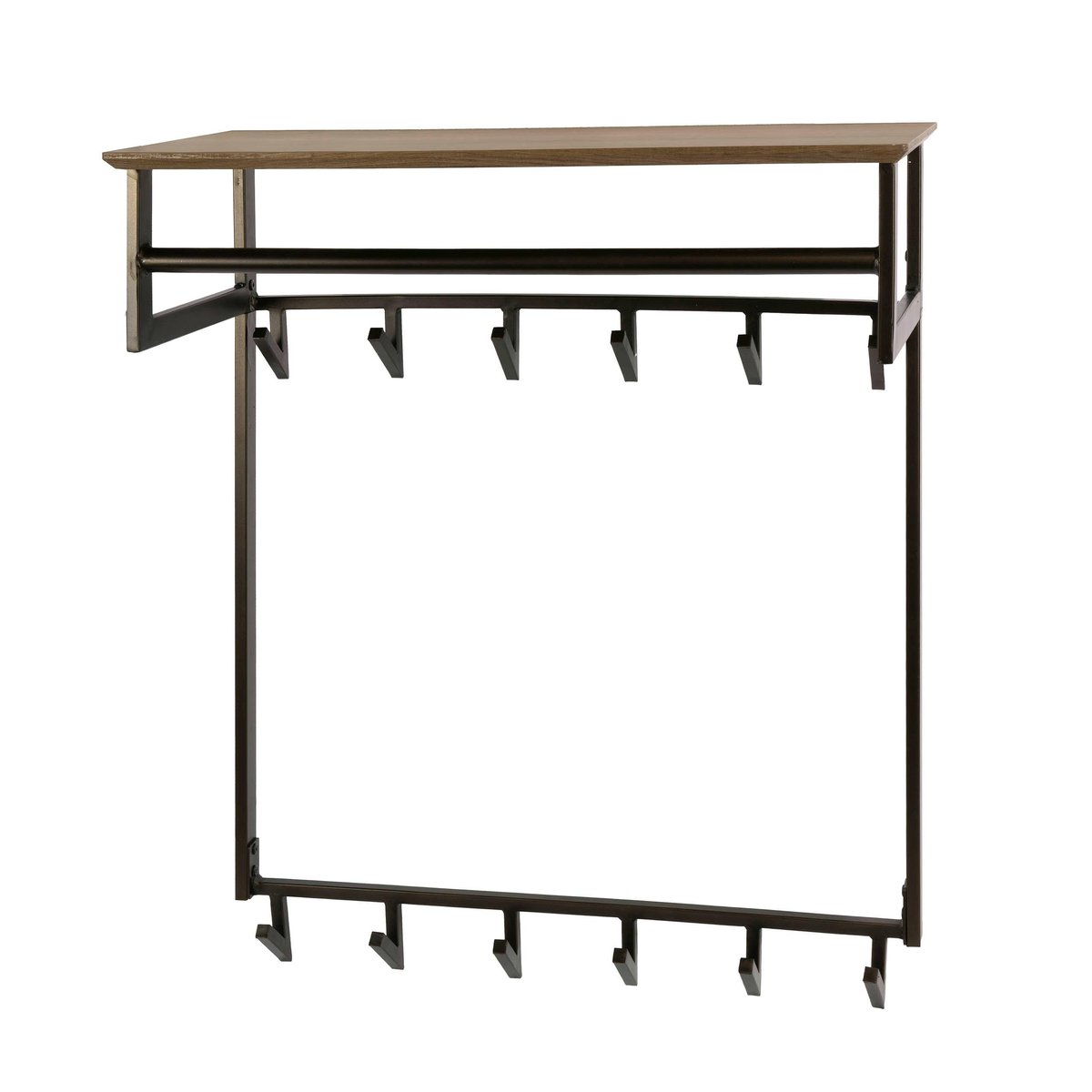 Portemanteau mural bois métal bronze 12 crochets HELSINKI marron, PIER IMPORT