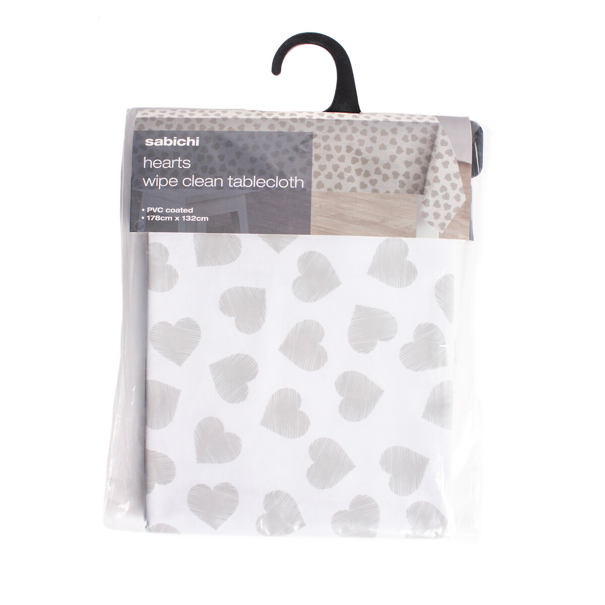 Wipe Clean Hearts PVC Tablecloth - 132x178cm multi-coloured, SABICHI