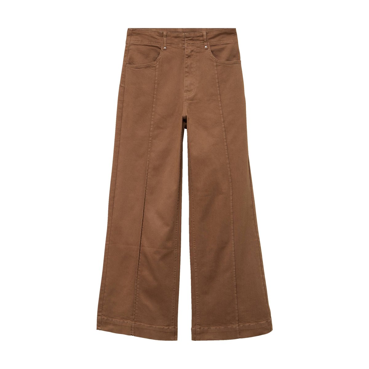 Pantalon bootcut taille basse en jean marron, CACHE CACHE