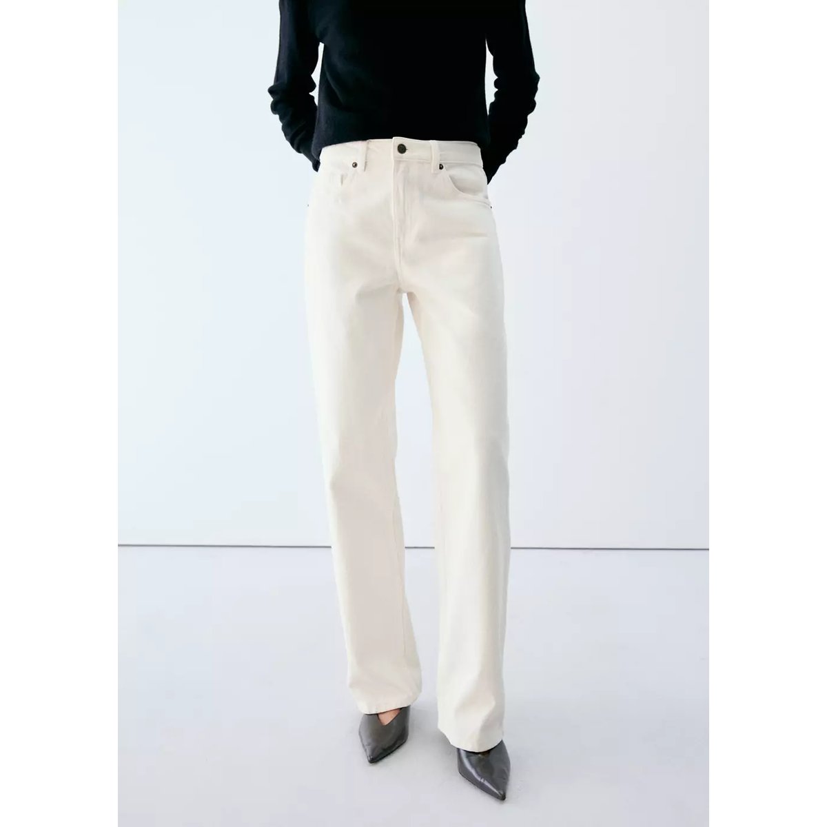 Jean droit taille normale blanc, MANGO